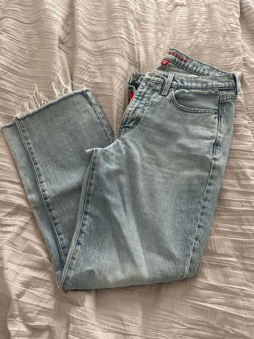 LUCKY Light Wash Straight Leg Jeans - Frayed Hem